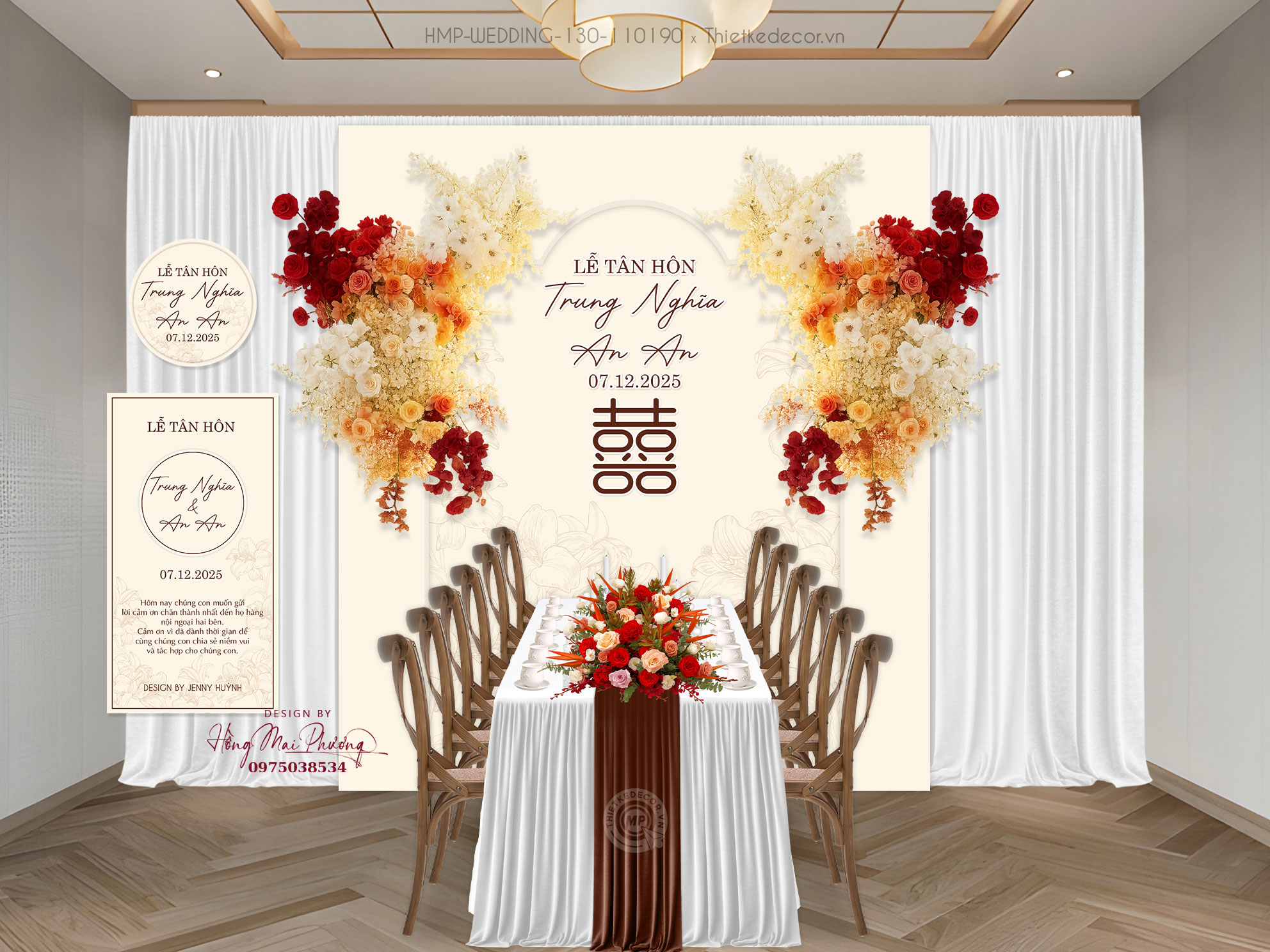 File thiết kế Gia tiên, trang trí tiệc cưới đẹp tone kem